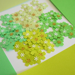 【小桜】緑色系　100枚　クラフトパンチ 1枚目の画像