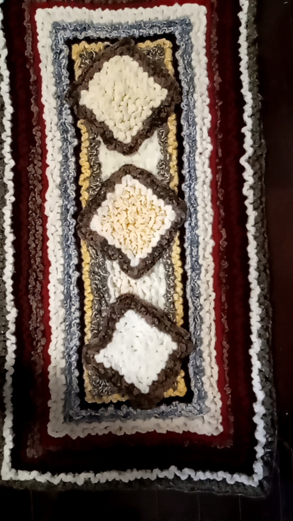 送料無料◆手編みマット大型　ラグ　玄関　ソファー用　　約100✕約50cm 7枚目の画像