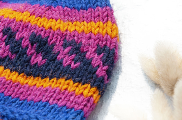 手織りのピュアウールハット/ニットニットハット/インナー起毛手編みウールハット/ウールハット - 北欧風 子供っぽい 誕生日プレ 2枚目の画像