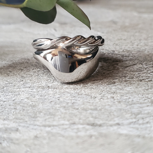 フランス製ボリューム シルバー 925 リング 送料無料）ニュアンスボリュームリング SV925RS重ね付け風RS-233 指輪