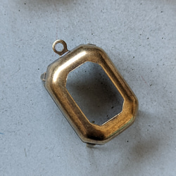 2個　真鍮　金古美　18×13mm　オクタゴンセッティング　オープンバック 3枚目の画像