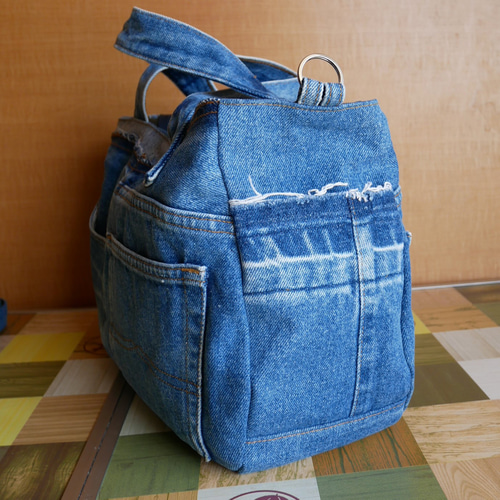 デニムリメイク ショルダーバッグ L ショルダーバッグ potu 通販