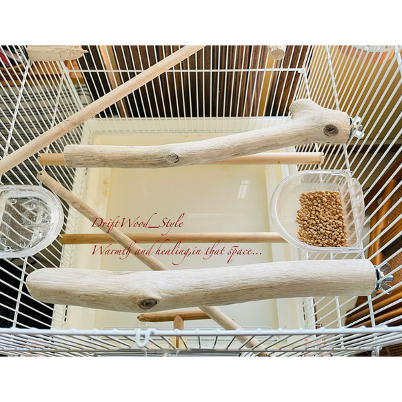 流木インテリア ２個セット バードケージ用の天然流木の止まり木 鳥かご ケージ ニームパーチ インコ とまり台 N4 4枚目の画像