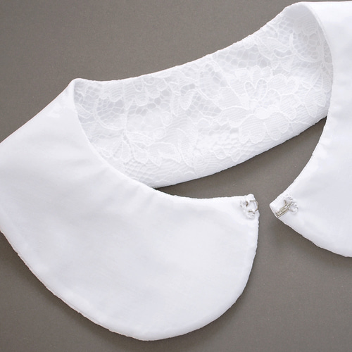 レース つけ襟 付け襟 フラットカラー 角襟 クラシック ホワイト