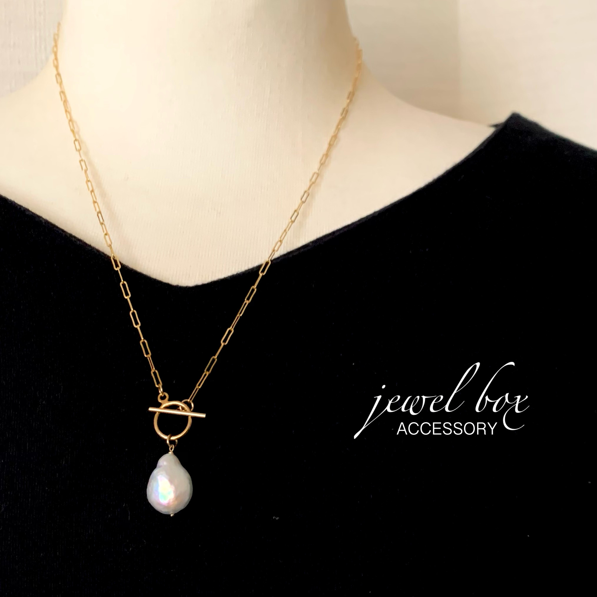 送料無料＊14kgf＊淡水パール×マンテルチェーン＊ネックレス