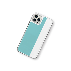バイカラー　ターコイズブルー　強化ガラスケース　iPhoneケース　オーダーメイド 2枚目の画像