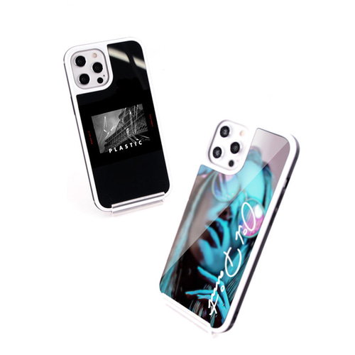 バイカラー ターコイズブルー 強化ガラスケース iPhoneケース