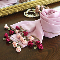 [Made to order] OYA Chiffon shawl [ROSE] Foggy Rose 第1張的照片