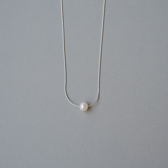 [Silver925] 單顆淡水珍珠串珠項鍊 SV (TM-N115) 第3張的照片