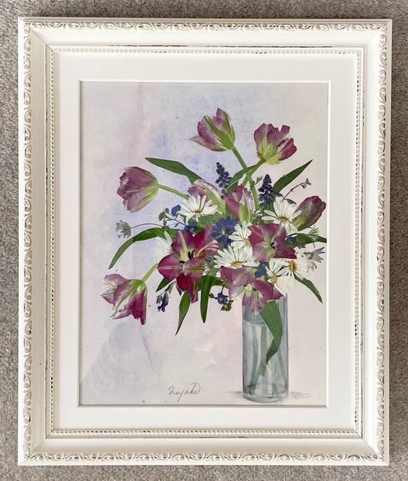 押し花 押し花アート 押し花額 チューリップ 春色新作2023 押し花 押し花アート 押し花額 チューリップ 春色新作2023