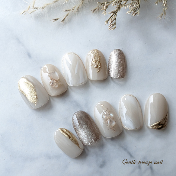 049. ネイルチップ ブライダル/ ニュアンスネイル/ マグネット ネイル