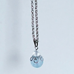 【3月の誕生石】天然石アクアマリン&水晶のサージカルステンレス ネックレス ペンダント 7枚目の画像
