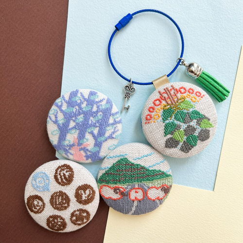 フィンランドサウナ ロウリュ ヴィヒタ 北欧刺繍くるみボタンバッグ