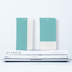 バイカラー ターコイズブルー 帯なし手帳型ケース iPhoneケース iPhone