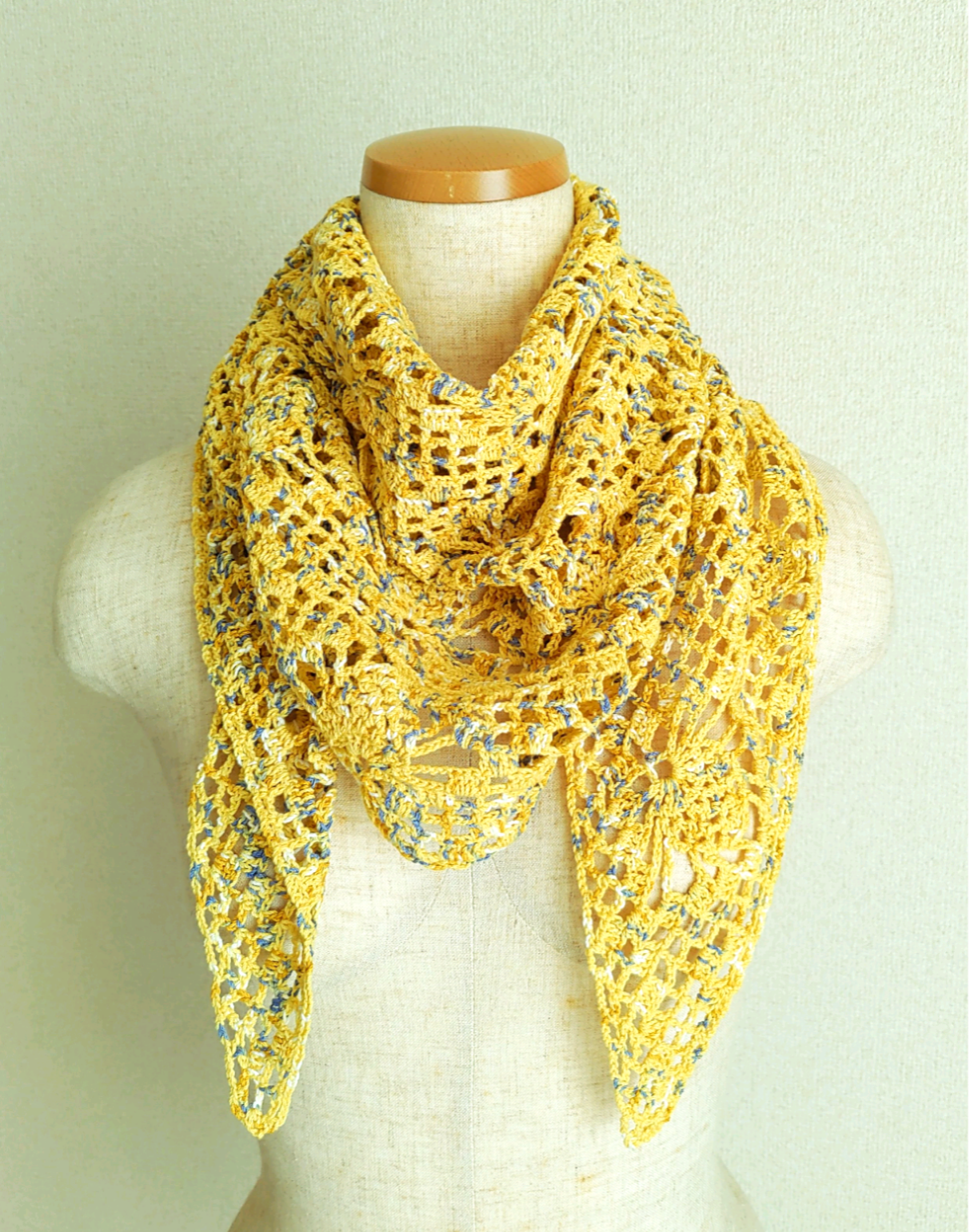 綿レーヨンの台形ショール☆ミモザイエロー