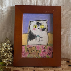 絵画。原画手描き【雪が降る冬、かわいい犬と猫の楽しい写真記念】 絵画。原画手描き【雪が降る冬、かわいい犬と猫の楽しい写真記念】