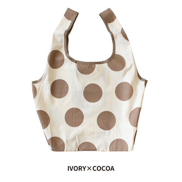 コットン マルシェバッグ エコバッグ ショッピングバッグ コンビニバッグ ECOBAG マチ付 水玉 ドット 7枚目の画像