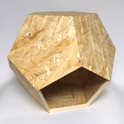 12面体　立体木製ボックス　Lサイズ　キャットハウス　プランターカバー　ゴミ箱　スタンド　OSB合板使用 3枚目の画像