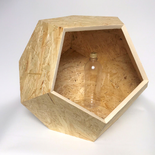 12面体 立体木製ボックス Lサイズ キャットハウス プランターカバー