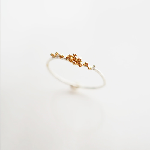 ミモザモチーフ　リング&バングル 特集掲載・人気作品＞ミモザのリング(silver×gold) 指輪・リング