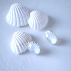 [Hi-Bi] SV925 白珍珠貝殼 x 石英耳釘 第6張的照片