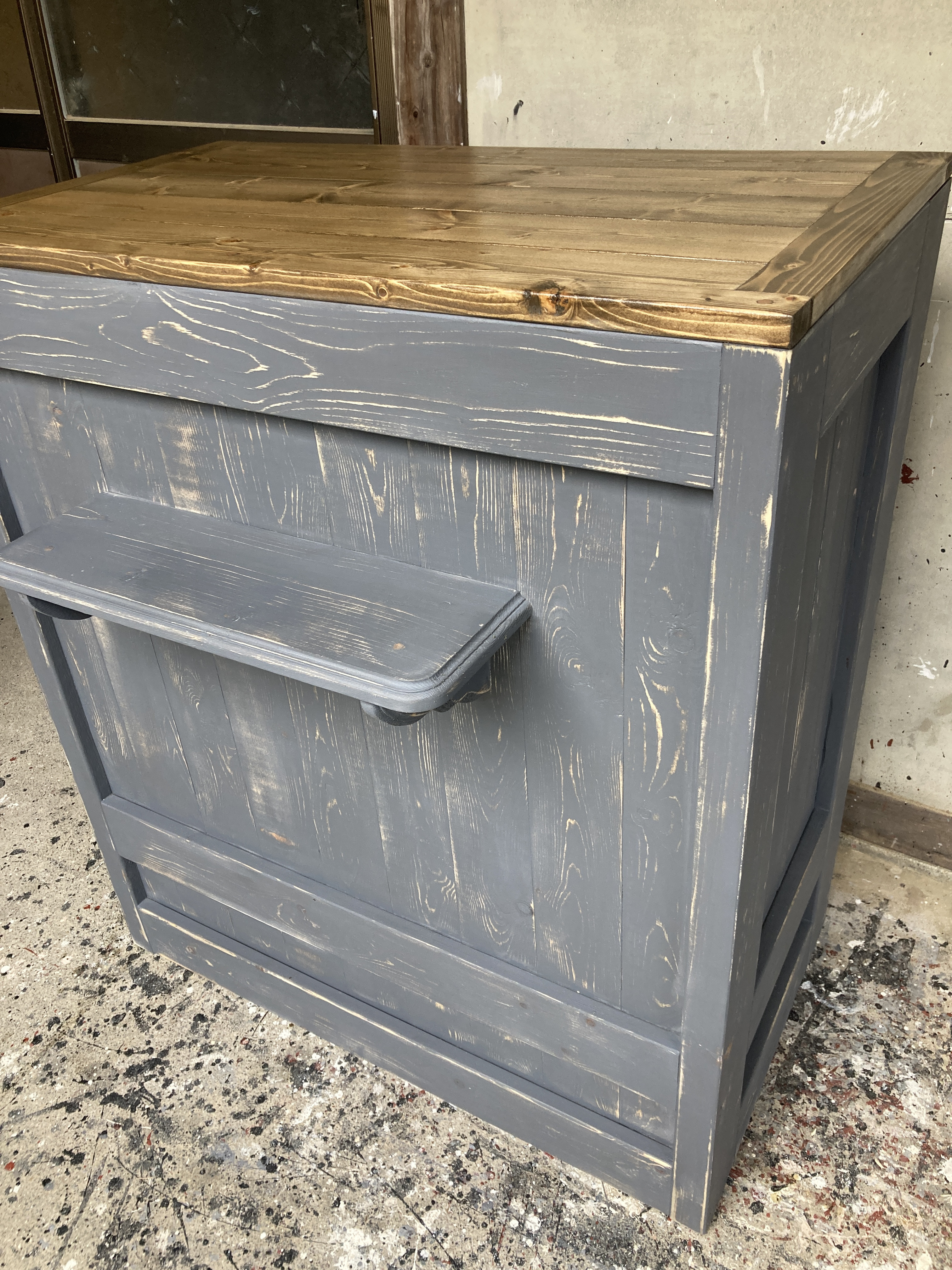 ［受注製作］☆グレーシャビー＆ダーク★受付カウンターテーブル　レジカウンター【800】シェルフ付★店舗☆