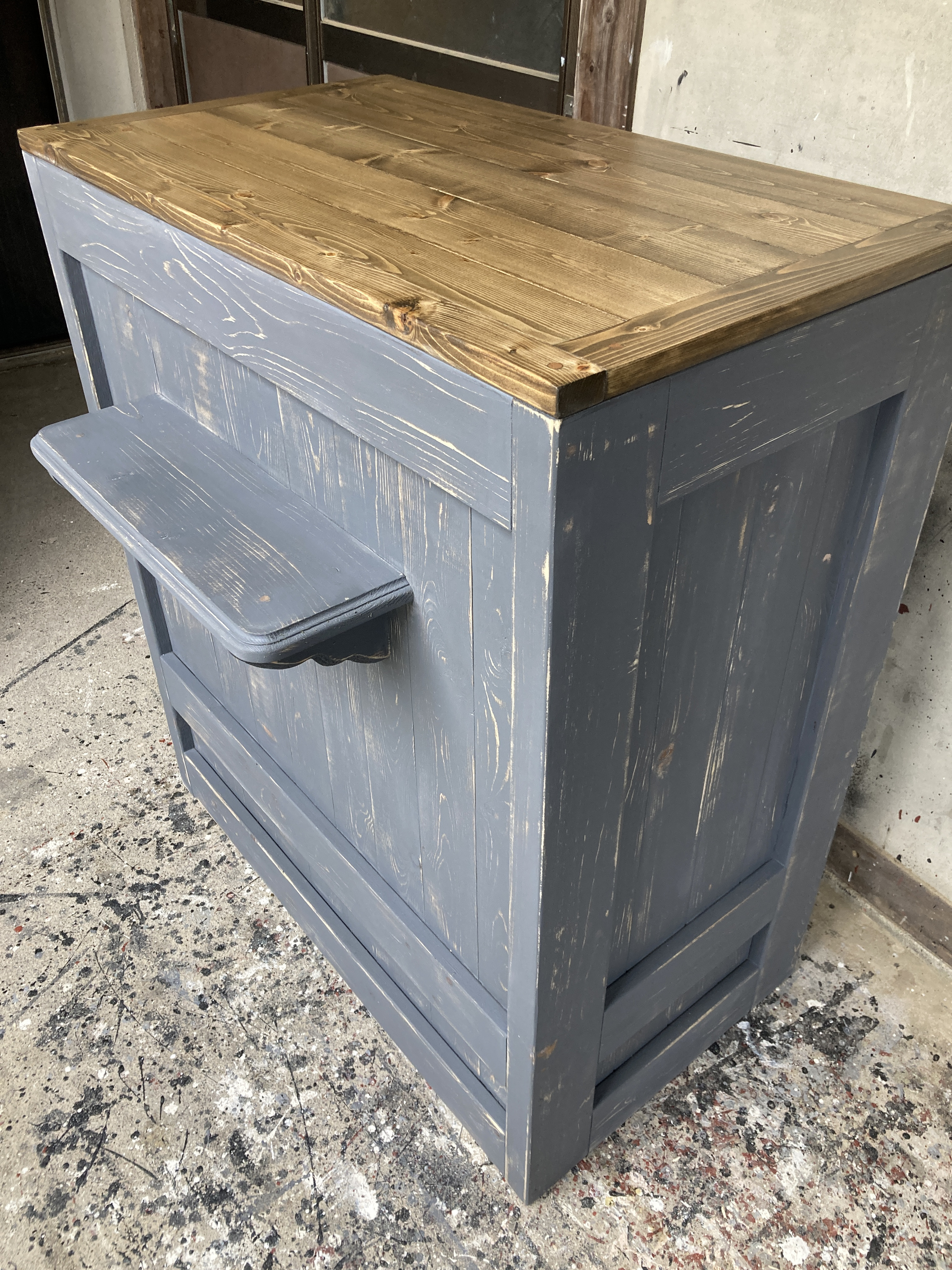 ハンドメイド ホワイトシャビーな1ドロワローテーブル120 ハンドメイド