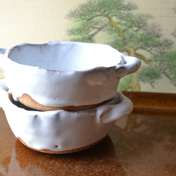 【再入荷！】白萩　グラタン皿2個セット　スープカップ　★萩焼　 12枚目の画像