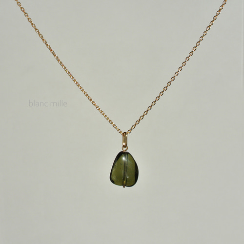 No.1910○*モルダバイト K18シンプ ペンダントトップ○*希少石