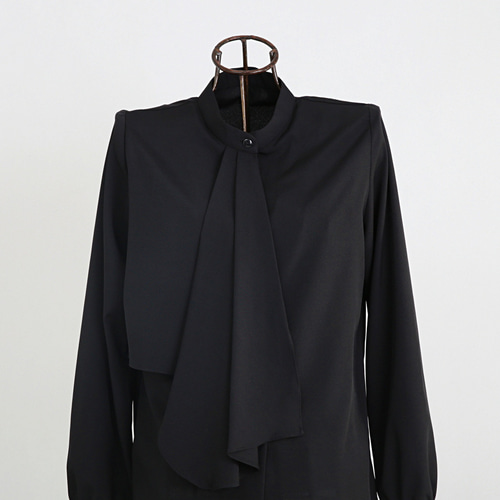 式典〜普段着も◎ 結ばず決まる 洗えるボウタイブラウス 長袖 シワに