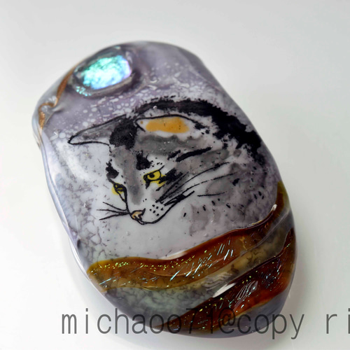 ガラスのジュエリー ネコのペンダントトップンダントトップ y1748  
