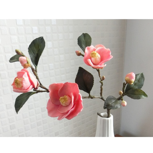 ガラス花瓶　椿模様 sghr Sghr スガハラ フラワーベース 花瓶 HELEN ヘレン 花器