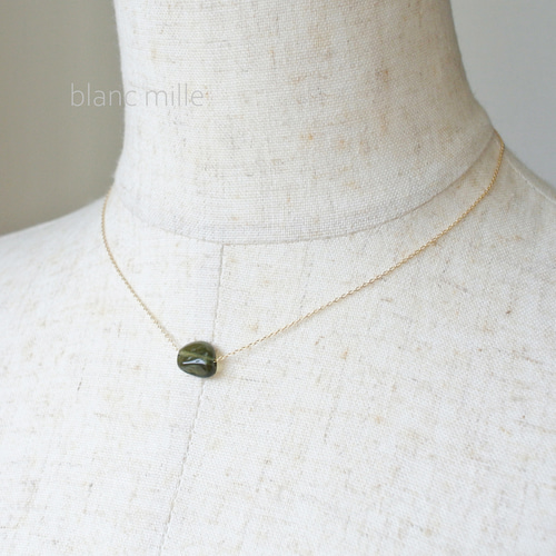 No.1913○*モルダバイト 18金ゴールドネックレス○*希少石天然