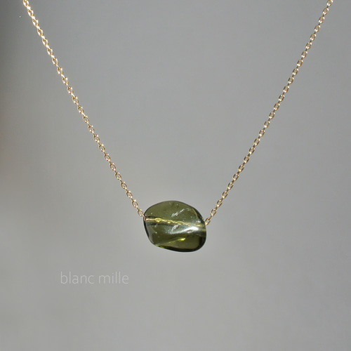 モルダバイト ペンダント ネックレス 18K ペンデュラム No.1913○*モルダバイト 18金ゴールドネックレス○*希少石天然