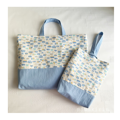 送料無料】入園入学3点セット(はたらくくるまくまグレー×ネイビー