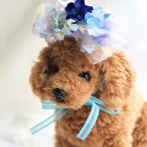 犬お花チョーカー≪花びらリボングリーン≫ 写真撮影 トリミング