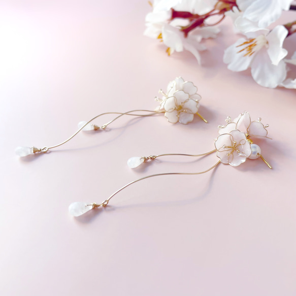 ｟季節限定｠桜の花飾りピアス 5枚目の画像