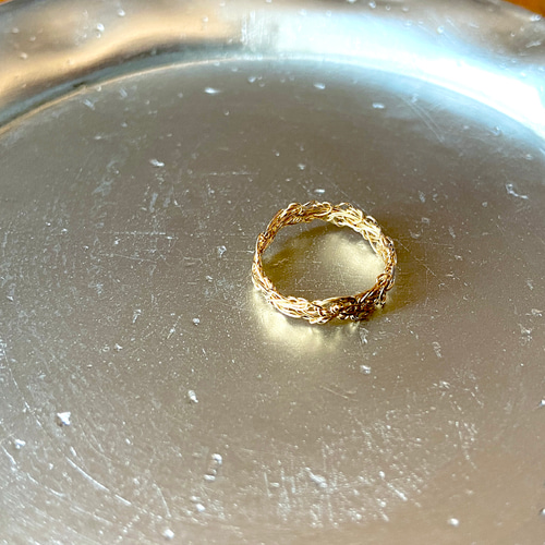 K14gf] フラットえびコード編み/ ゴールドフィルド編みリング 指輪