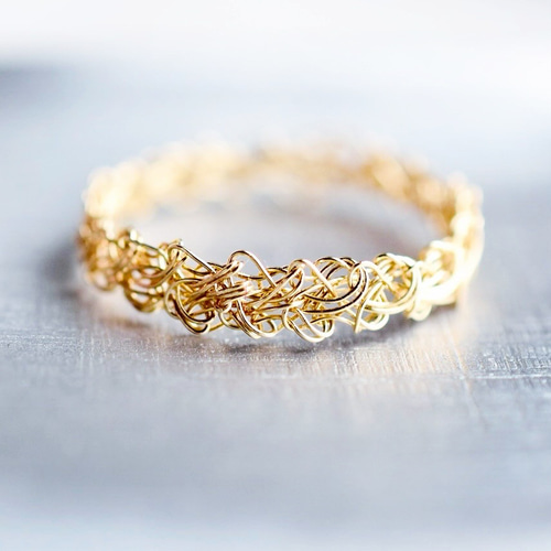 K14gf] フラットえびコード編み/ ゴールドフィルド編みリング 指輪