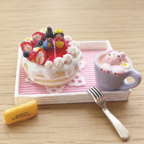ハンドメイド アリス ピンクのパフェ ミニチュアスイーツ ドール