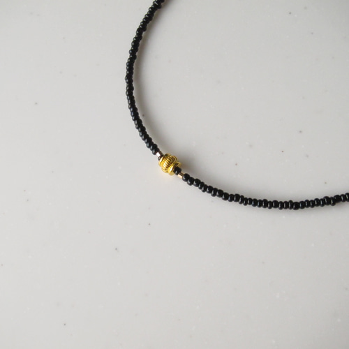 ブラック ガラス ビーズ ネックレス 黒 #black ネックレス