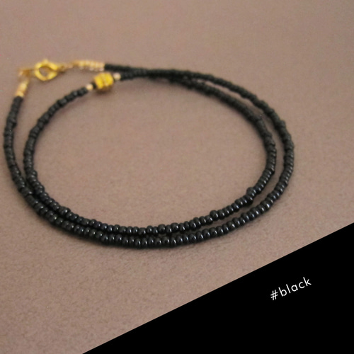 ブラック ガラス ビーズ ネックレス 黒 #black ネックレス・ペンダント