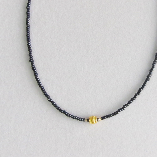 ブラック ガラス ビーズ ネックレス 黒 #black ネックレス・ペンダント