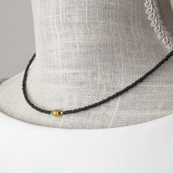 ブラック ソロバン カット ガラス ビーズ ネックレス 黒 ブラック