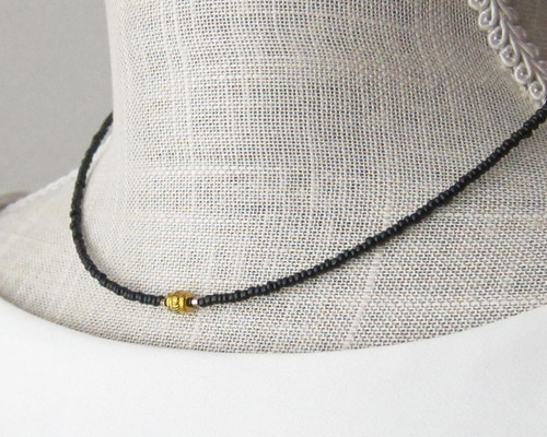 ブラック ガラス ビーズ ネックレス 黒 #black ネックレス