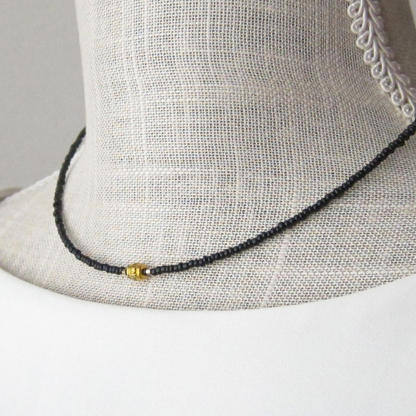 K18 黒ビーズ 多層ネックレス ブラック ガラス ビーズ ネックレス 黒 #black ネックレス