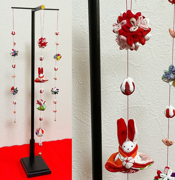 つるし飾り 3本 大 E 吊るし 古布正絹 着物リメイク ひな飾り つるし