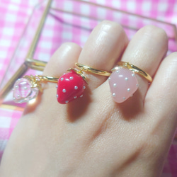 ♡R ⌇﻿草莓 Yurayura 戒指 珍珠泉草莓 第7張的照片