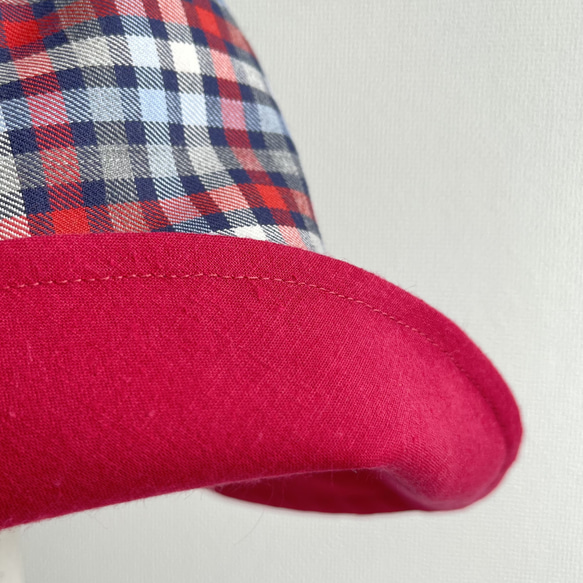《受注製作》赤 4色チェック チェック バケットハット バケハ 大人可愛い 帽子 大きい 小さい 11枚目の画像