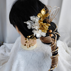 再販受け　つまみ細工髪飾り　　水引リボン　紅白　ゴールド　ラインストーン 再販受けつまみ細工髪飾り水引リボン紅白ゴールドラインストーン